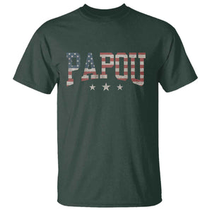 Papou T Shirt New Grandpa Fathers Day USA Flag Patriotic TS10 Dark Forest Green Print Your Wear