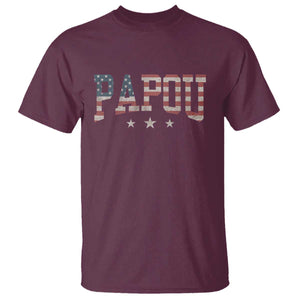 Papou T Shirt New Grandpa Fathers Day USA Flag Patriotic TS10 Maroon Print Your Wear