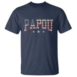 Papou T Shirt New Grandpa Fathers Day USA Flag Patriotic TS10 Navy Print Your Wear