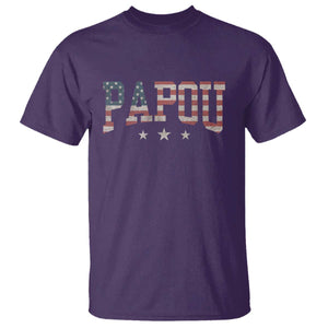 Papou T Shirt New Grandpa Fathers Day USA Flag Patriotic TS10 Purple Print Your Wear