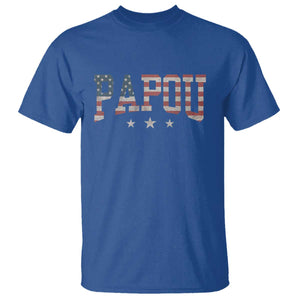Papou T Shirt New Grandpa Fathers Day USA Flag Patriotic TS10 Royal Blue Print Your Wear