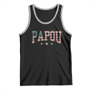 Papou Tank Top New Grandpa Fathers Day USA Flag Patriotic TS10 Black Athletic Heather Print Your Wear