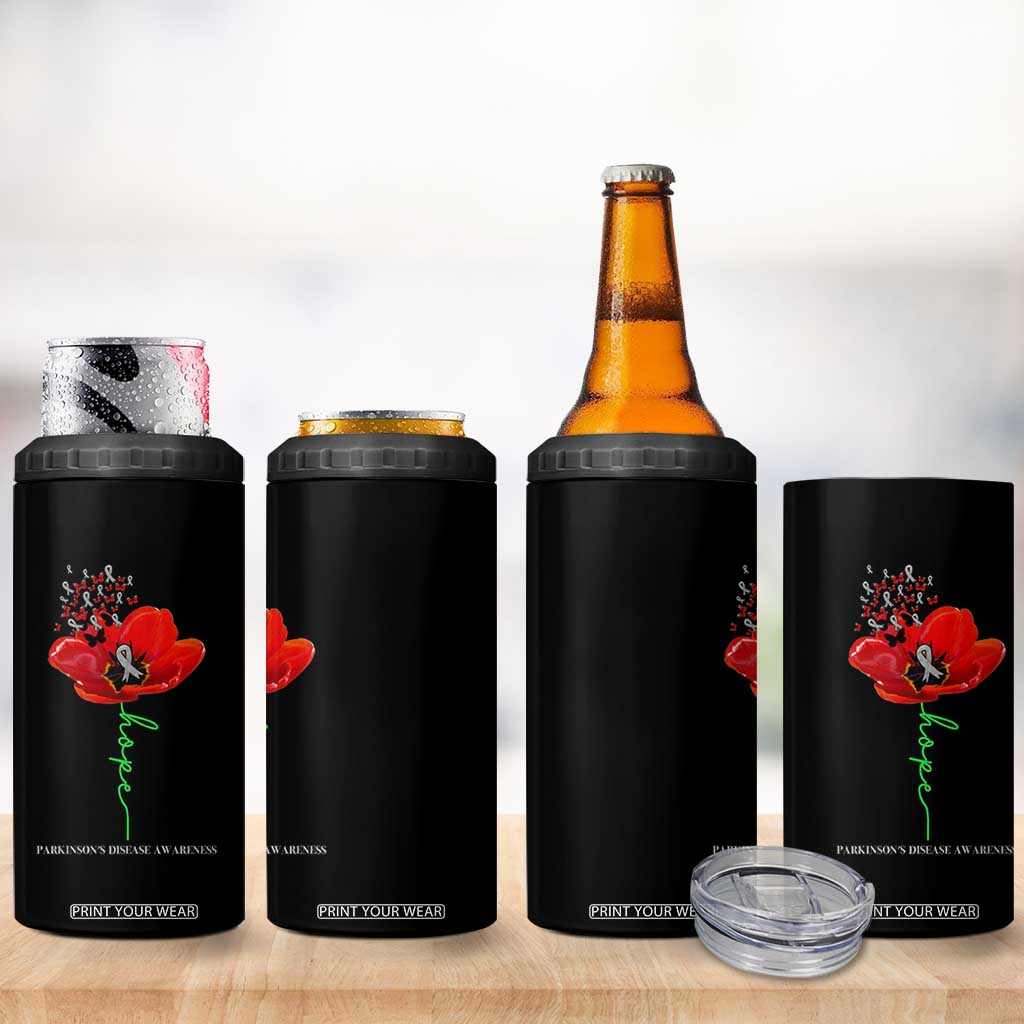 Parkinson's Awareness 4 in 1 Can Cooler Tumbler Faith Hope Tulips Support Parkinsons Warrior TS02 Print Your Wear