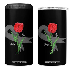 Parkinson's Awareness 4 in 1 Can Cooler Tumbler Gray Ribbon Tulips Support Parkinsons Warrior TS02 One Size: 16 oz Black Print Your Wear
