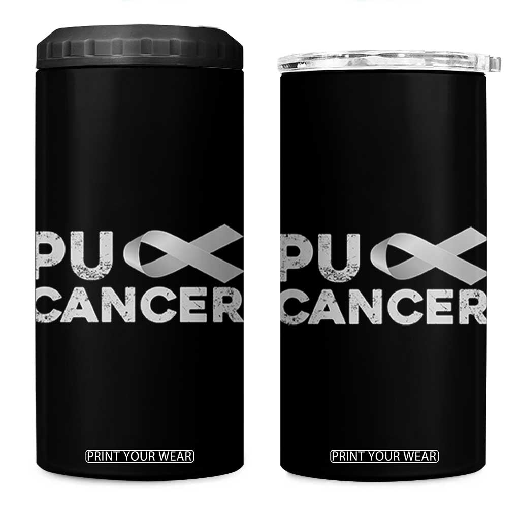 Parkinson's Awareness 4 in 1 Can Cooler Tumbler Puck Farkinsons Parkinson's Silver Gray Ribbon TS02 One Size: 16 oz Black Print Your Wear
