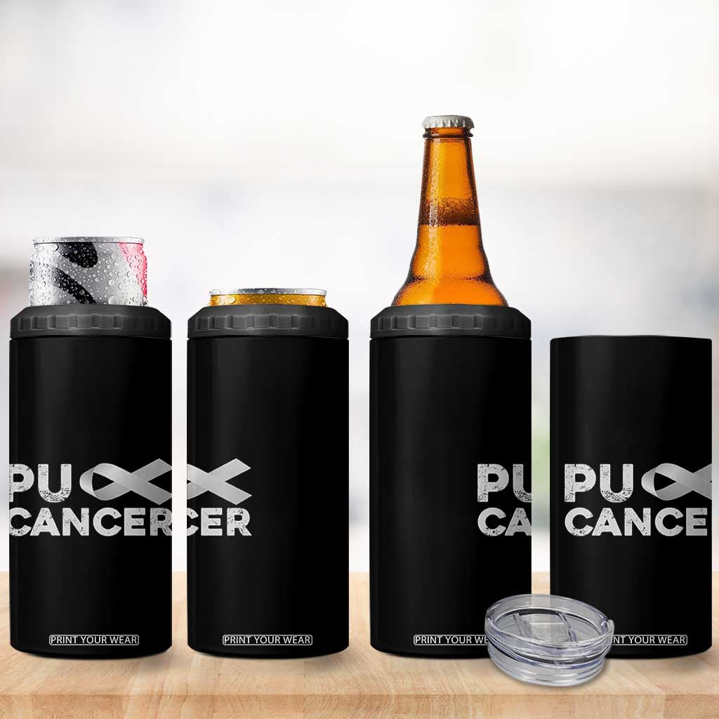 Parkinson's Awareness 4 in 1 Can Cooler Tumbler Puck Farkinsons Parkinson's Silver Gray Ribbon TS02 Print Your Wear