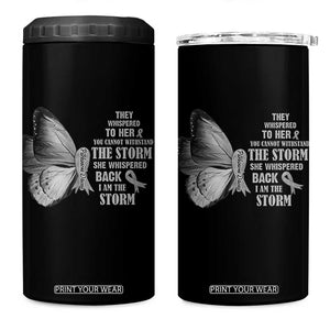 Parkinson's Awareness 4 in 1 Can Cooler Tumbler She Whispered Back I Am The Storm Support Squad TS02 One Size: 16 oz Black Print Your Wear