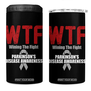 Parkinson's Awareness 4 in 1 Can Cooler Tumbler WTF Winning The Fight Gray Ribbon Support Parkinsons Warriror TS02 One Size: 16 oz Black Print Your Wear