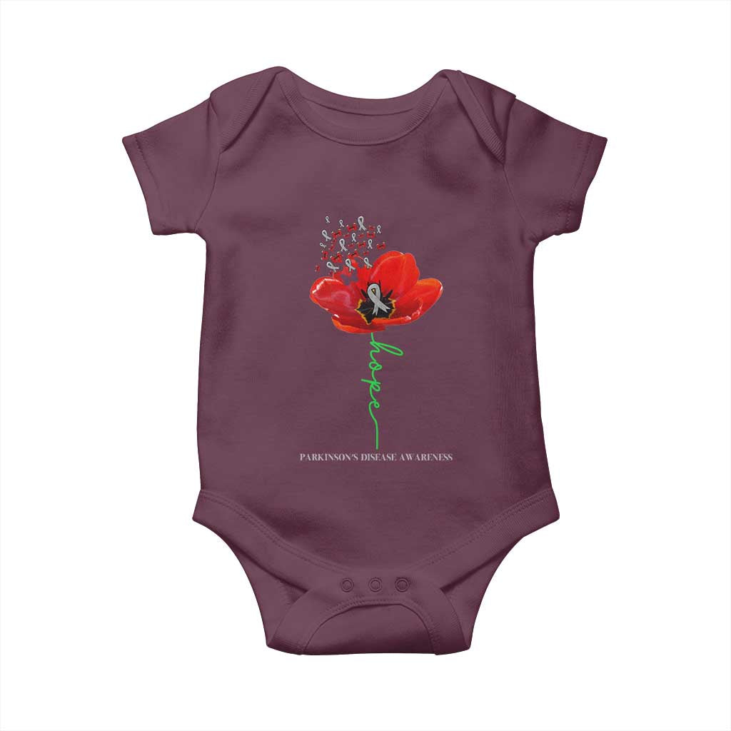 Parkinson's Awareness Baby Onesie Faith Hope Tulips Support Parkinsons Warrior TS02 Maroon Print Your Wear