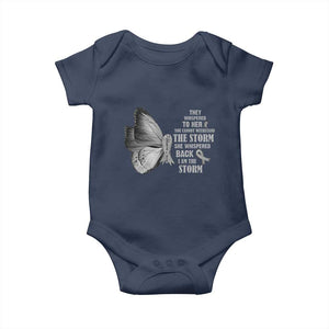 Parkinson's Awareness Baby Onesie She Whispered Back I Am The Storm Support Squad TS02 Navy Print Your Wear