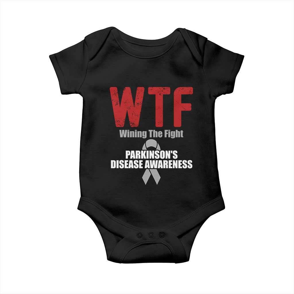 Parkinson's Awareness Baby Onesie WTF Winning The Fight Gray Ribbon Support Parkinsons Warriror TS02 Black Print Your Wear