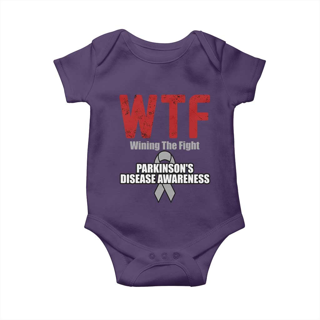 Parkinson's Awareness Baby Onesie WTF Winning The Fight Gray Ribbon Support Parkinsons Warriror TS02 Purple Print Your Wear
