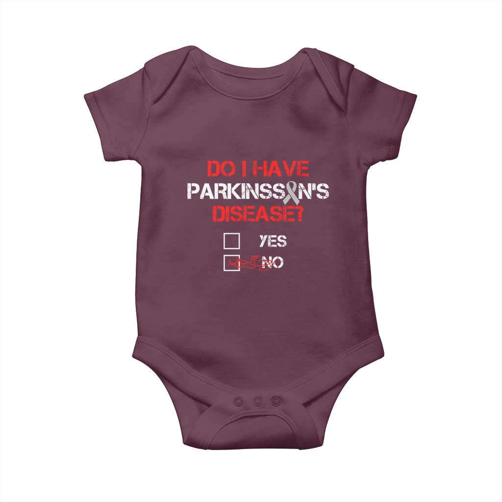 Parkinson's Awareness Baby Onesie Yes No Warrior Survivor Support TS02 Maroon Print Your Wear