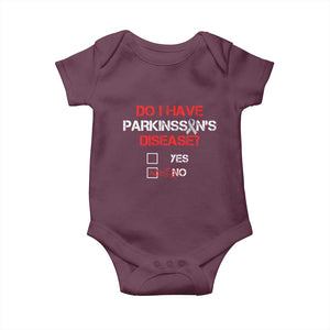 Parkinson's Awareness Baby Onesie Yes No Warrior Survivor Support TS02 Maroon Print Your Wear