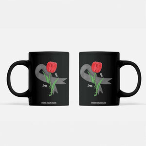 Parkinson's Awareness Coffee Mug Gray Ribbon Tulips Support Parkinsons Warrior TS02 Black Print Your Wear