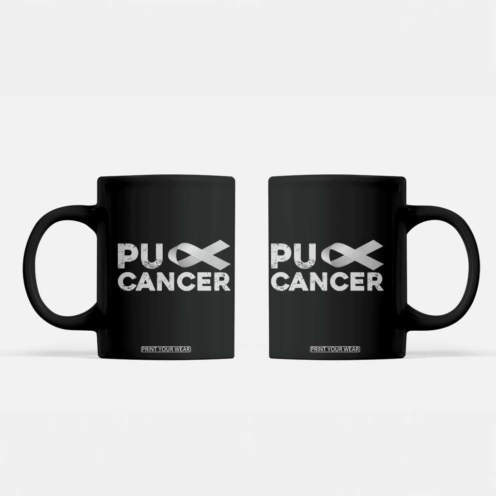 Parkinson's Awareness Coffee Mug Puck Farkinsons Parkinson's Silver Gray Ribbon TS02 Black Print Your Wear