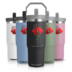 Parkinson's Awareness Flip Straw Tumbler Faith Hope Tulips Support Parkinsons Warrior TS02 Print Your Wear