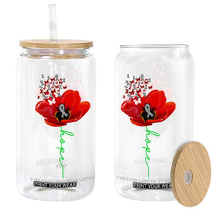 Parkinson's Awareness Glass Can Faith Hope Tulips Support Parkinsons Warrior TS02 Black Print Your Wear