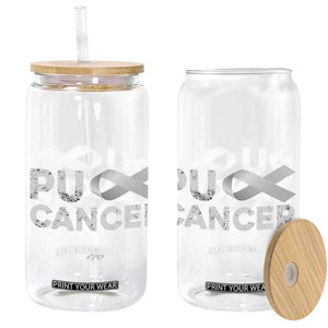 Parkinson's Awareness Glass Can Puck Farkinsons Parkinson's Silver Gray Ribbon TS02 Black Print Your Wear