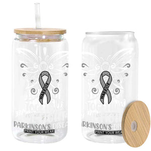 Parkinson's Awareness Glass Can We Fight Together Support Squad Gray Ribbon Butterfly TS02 Black Print Your Wear