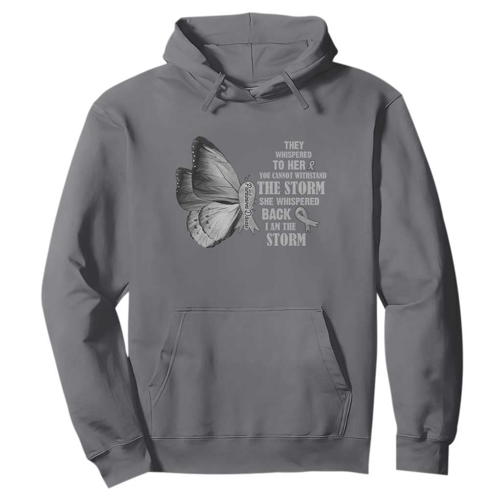 Parkinson's Awareness Hoodie She Whispered Back I Am The Storm Support Squad TS02 Charcoal Print Your Wear