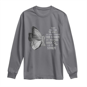 Parkinson's Awareness Long Sleeve Shirt She Whispered Back I Am The Storm Support Squad TS02 Charcoal Print Your Wear