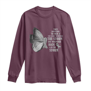 Parkinson's Awareness Long Sleeve Shirt She Whispered Back I Am The Storm Support Squad TS02 Maroon Print Your Wear