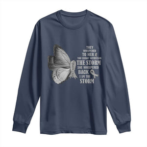 Parkinson's Awareness Long Sleeve Shirt She Whispered Back I Am The Storm Support Squad TS02 Navy Print Your Wear