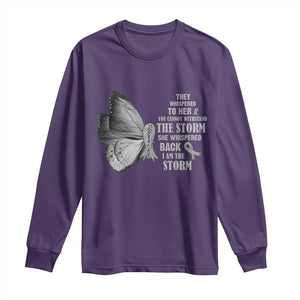 Parkinson's Awareness Long Sleeve Shirt She Whispered Back I Am The Storm Support Squad TS02 Purple Print Your Wear
