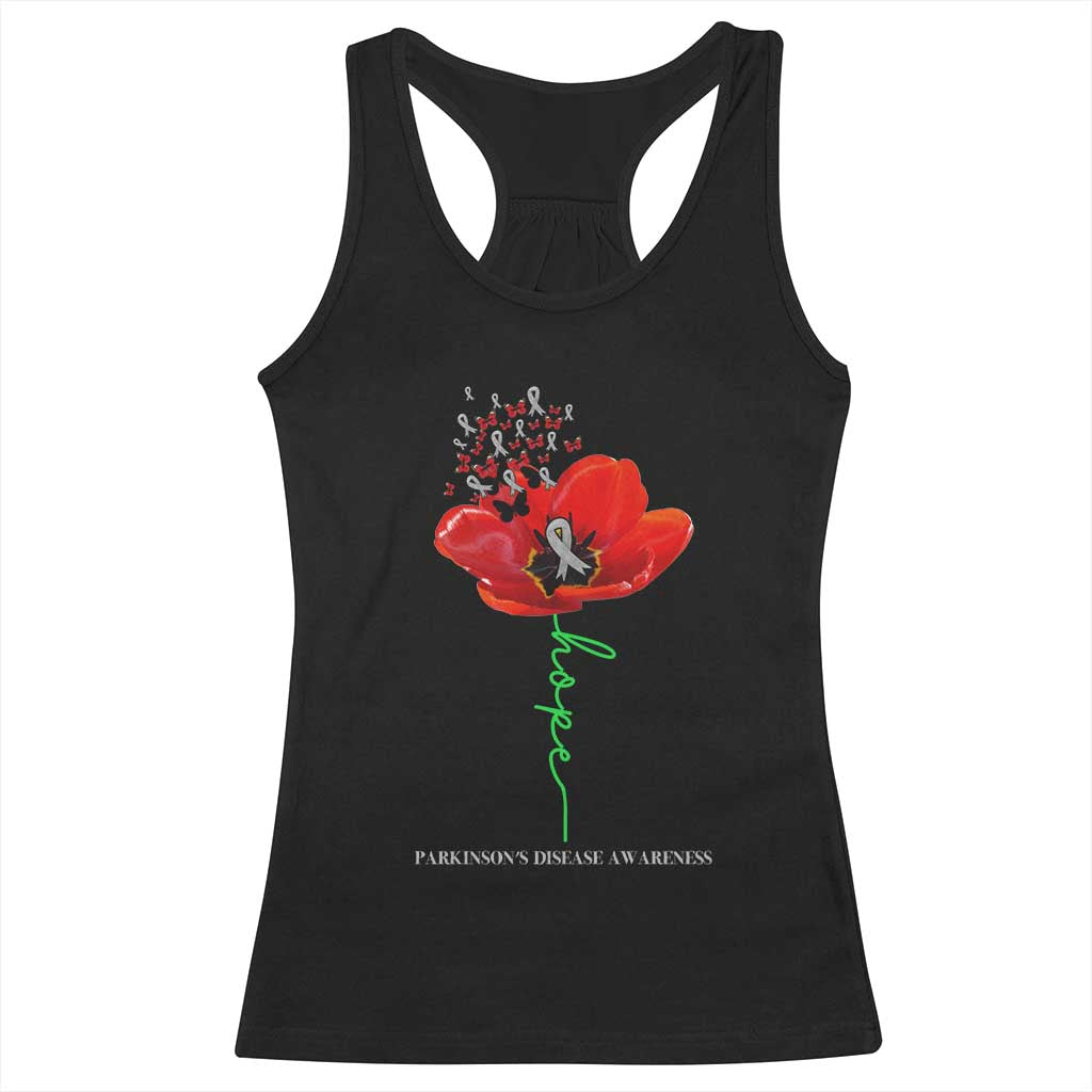 Parkinson's Awareness Racerback Tank Top Faith Hope Tulips Support Parkinsons Warrior TS02 Black Print Your Wear