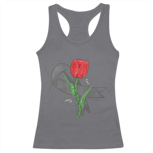 Parkinson's Awareness Racerback Tank Top Gray Ribbon Tulips Support Parkinsons Warrior TS02 Charcoal Print Your Wear