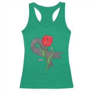 Parkinson's Awareness Racerback Tank Top Gray Ribbon Tulips Support Parkinsons Warrior TS02 Irish Green Print Your Wear