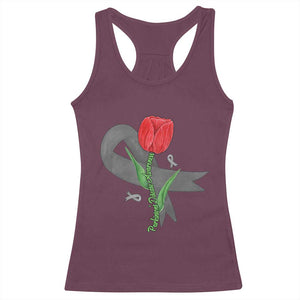 Parkinson's Awareness Racerback Tank Top Gray Ribbon Tulips Support Parkinsons Warrior TS02 Maroon Print Your Wear