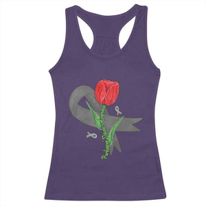Parkinson's Awareness Racerback Tank Top Gray Ribbon Tulips Support Parkinsons Warrior TS02 Purple Print Your Wear