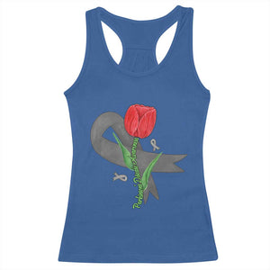 Parkinson's Awareness Racerback Tank Top Gray Ribbon Tulips Support Parkinsons Warrior TS02 Royal Blue Print Your Wear