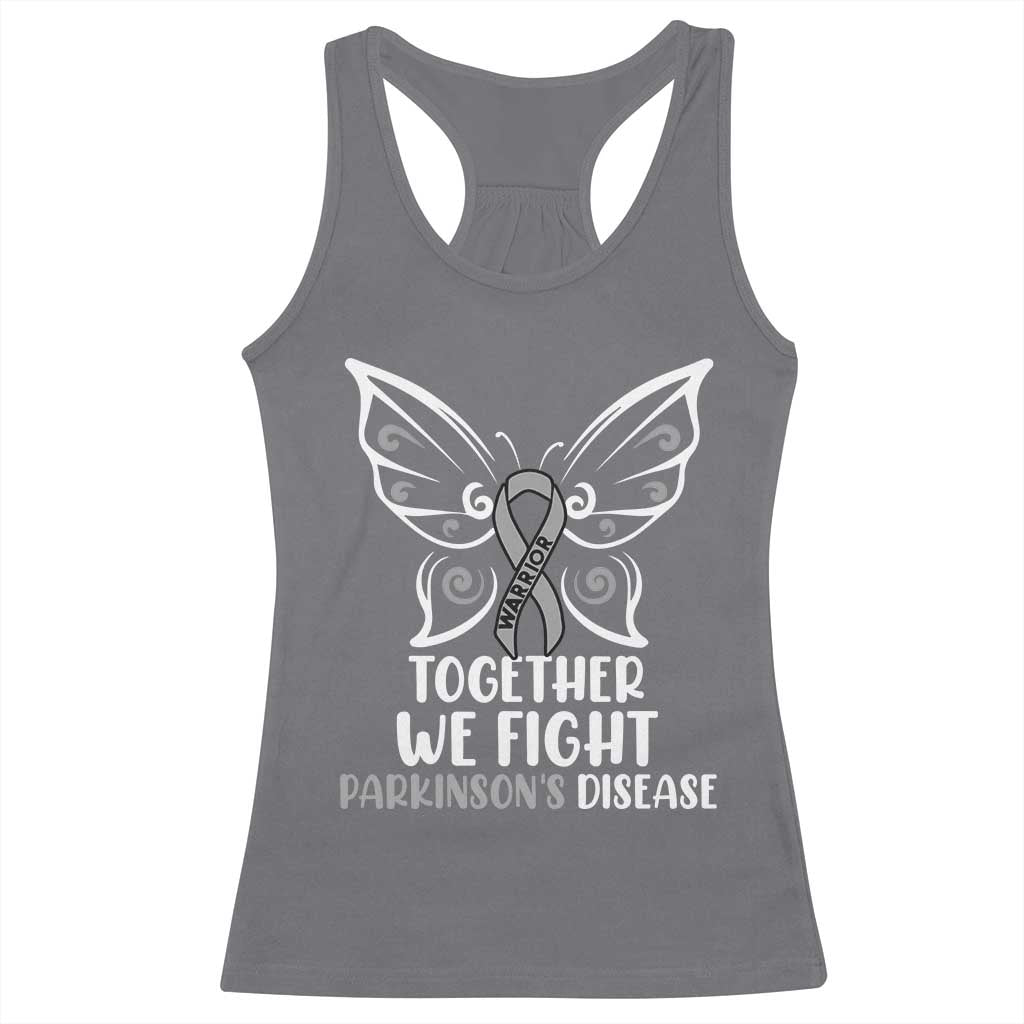 Parkinson's Awareness Racerback Tank Top We Fight Together Support Squad Gray Ribbon Butterfly TS02 Charcoal Print Your Wear