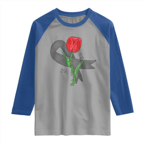 Parkinson's Awareness Raglan Shirt Gray Ribbon Tulips Support Parkinsons Warrior TS02 Sport Gray Royal Print Your Wear