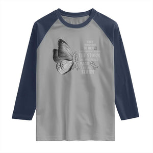 Parkinson's Awareness Raglan Shirt She Whispered Back I Am The Storm Support Squad TS02 Sport Gray Navy Print Your Wear