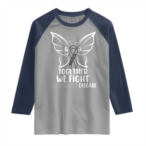 Parkinson's Awareness Raglan Shirt We Fight Together Support Squad Gray Ribbon Butterfly TS02 Sport Gray Navy Print Your Wear