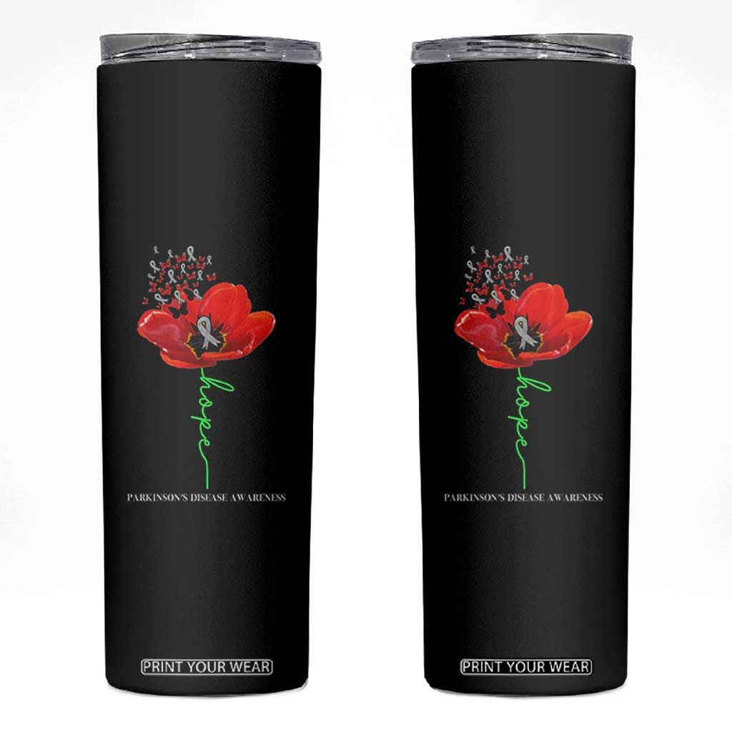 Parkinson's Awareness Skinny Tumbler Faith Hope Tulips Support Parkinsons Warrior TS02 Black Print Your Wear
