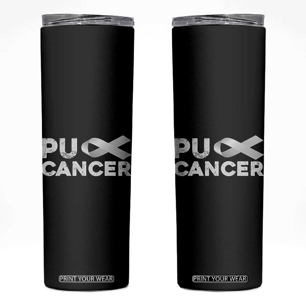 Parkinson's Awareness Skinny Tumbler Puck Farkinsons Parkinson's Silver Gray Ribbon TS02 Black Print Your Wear