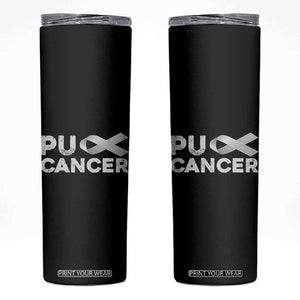 Parkinson's Awareness Skinny Tumbler Puck Farkinsons Parkinson's Silver Gray Ribbon TS02 Black Print Your Wear
