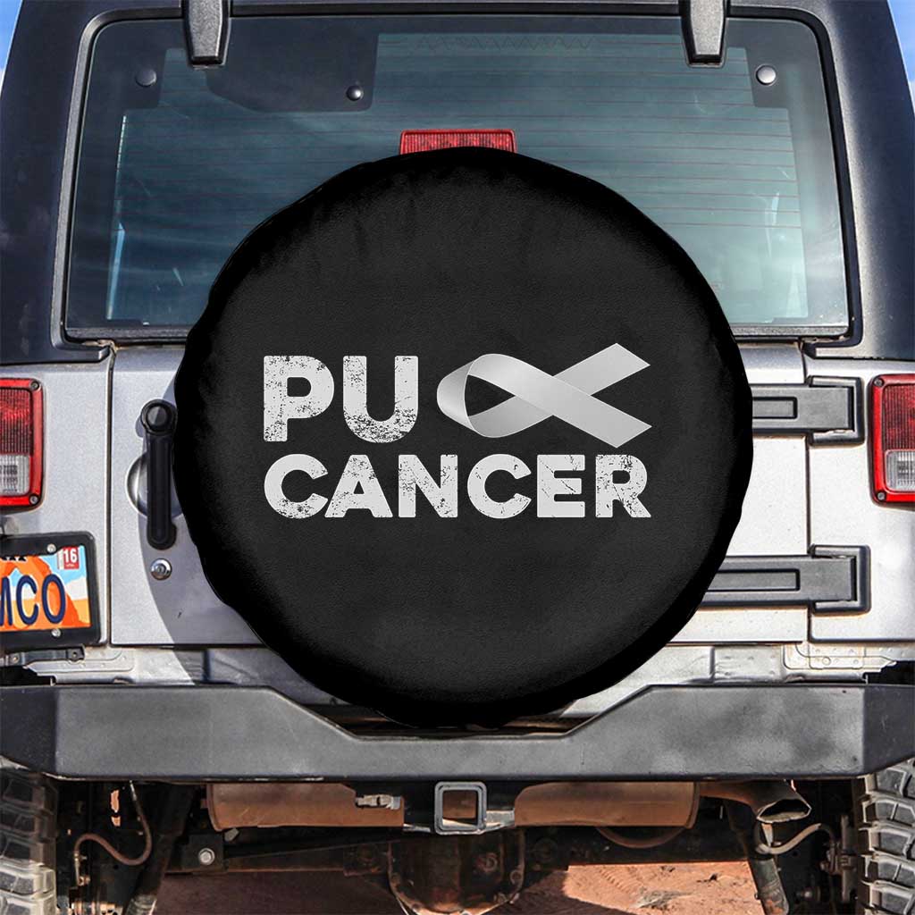 Parkinson's Awareness Spare Tire Cover Puck Farkinsons Parkinson's Silver Gray Ribbon TS02 No hole Black Print Your Wear