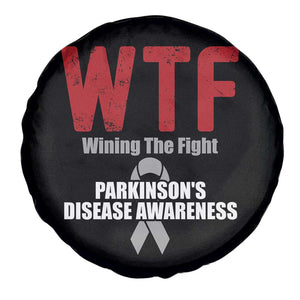 Parkinson's Awareness Spare Tire Cover WTF Winning The Fight Gray Ribbon Support Parkinsons Warriror TS02 Print Your Wear