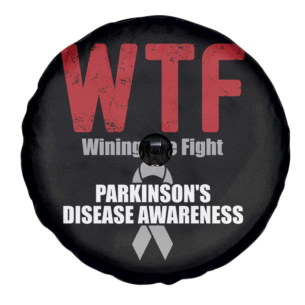 Parkinson's Awareness Spare Tire Cover WTF Winning The Fight Gray Ribbon Support Parkinsons Warriror TS02 Print Your Wear
