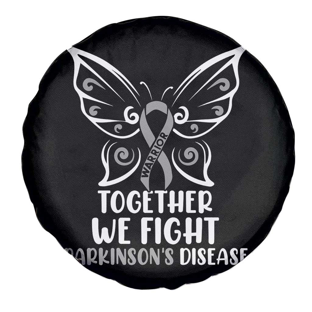 Parkinson's Awareness Spare Tire Cover We Fight Together Support Squad Gray Ribbon Butterfly TS02 Print Your Wear
