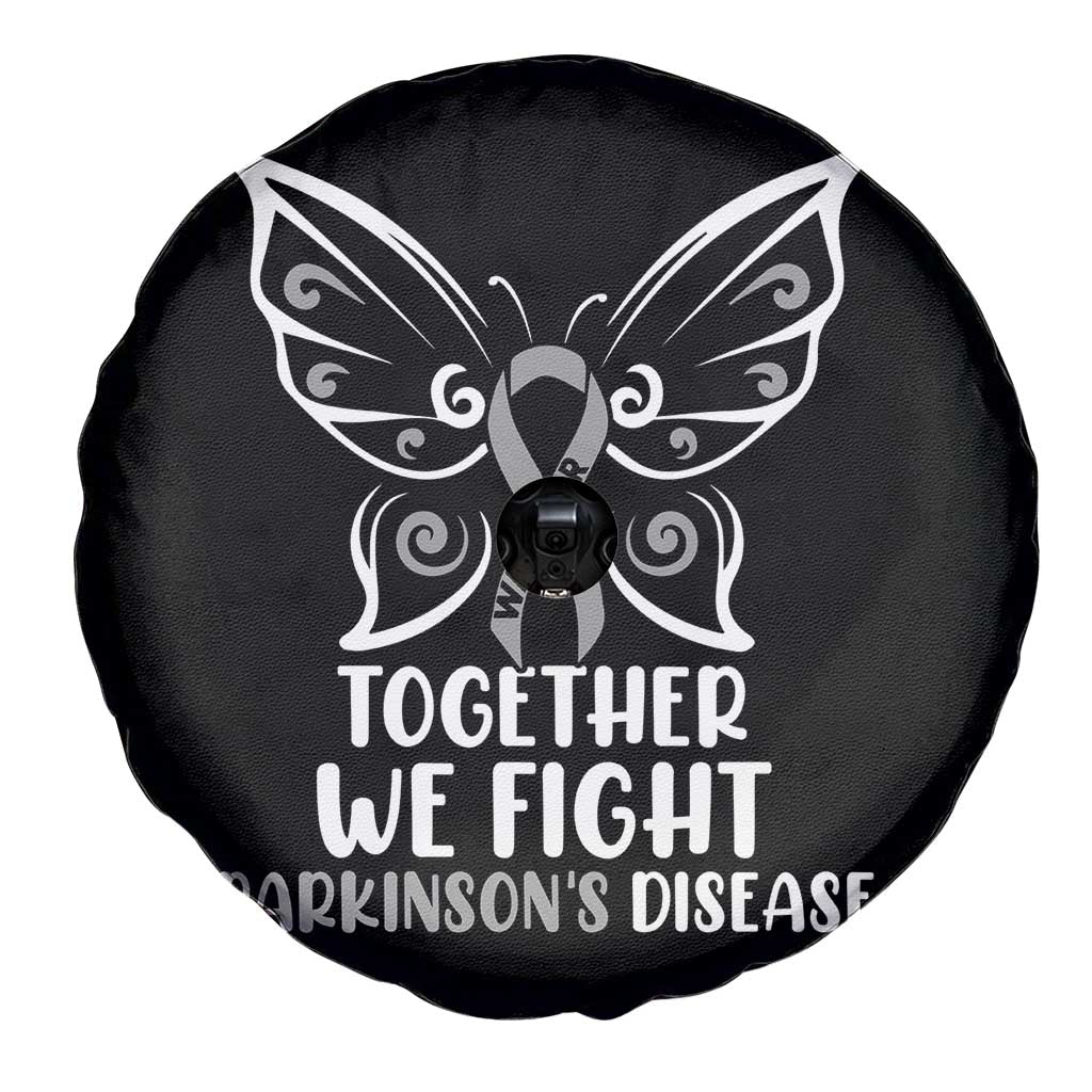 Parkinson's Awareness Spare Tire Cover We Fight Together Support Squad Gray Ribbon Butterfly TS02 Print Your Wear