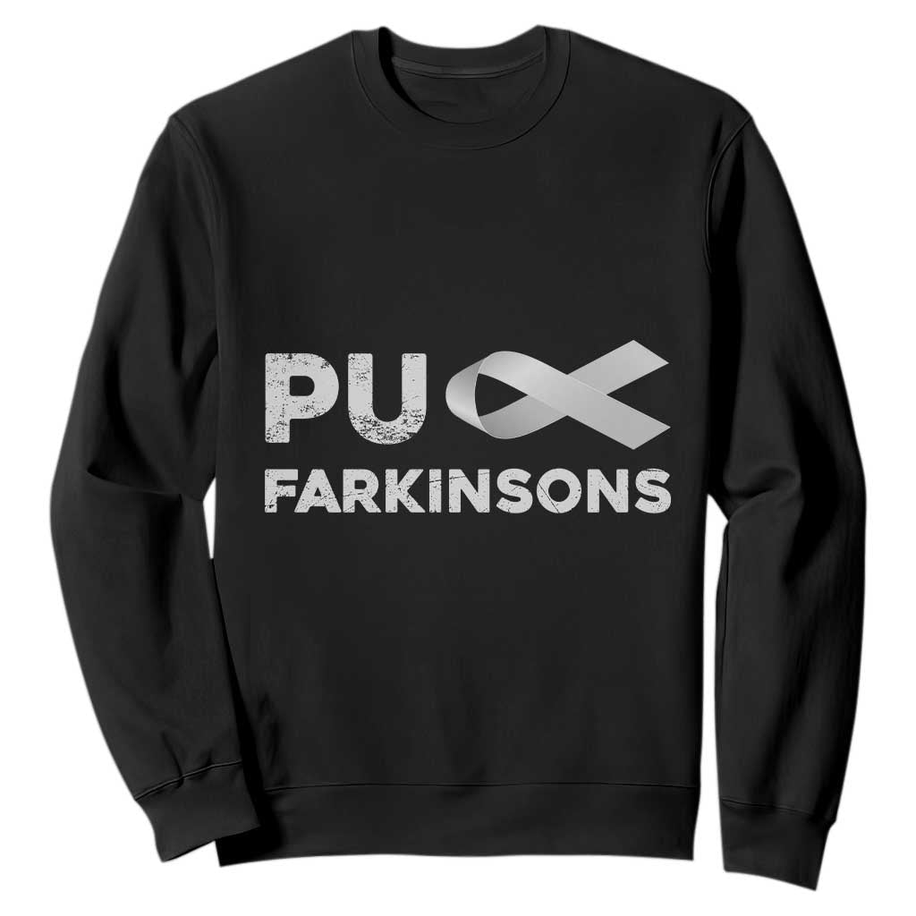 Parkinson's Awareness Sweatshirt Puck Farkinsons Parkinson's Silver Gray Ribbon TS02 Black Print Your Wear