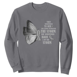Parkinson's Awareness Sweatshirt She Whispered Back I Am The Storm Support Squad TS02 Charcoal Print Your Wear