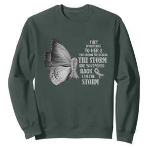 Parkinson's Awareness Sweatshirt She Whispered Back I Am The Storm Support Squad TS02 Dark Forest Green Print Your Wear